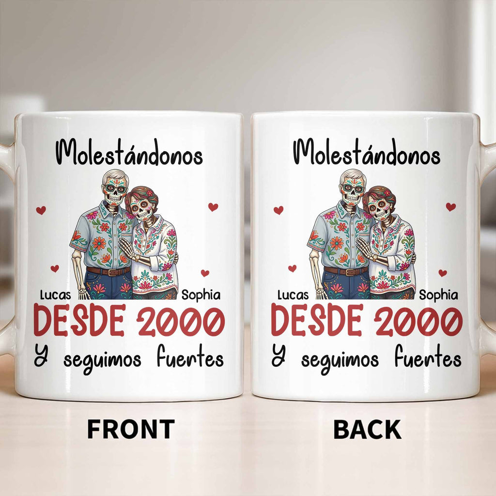Personalized Sugar Skull Couple Coffee Mug Custom Name Gift Edge-to-edge Mug GradoCreations