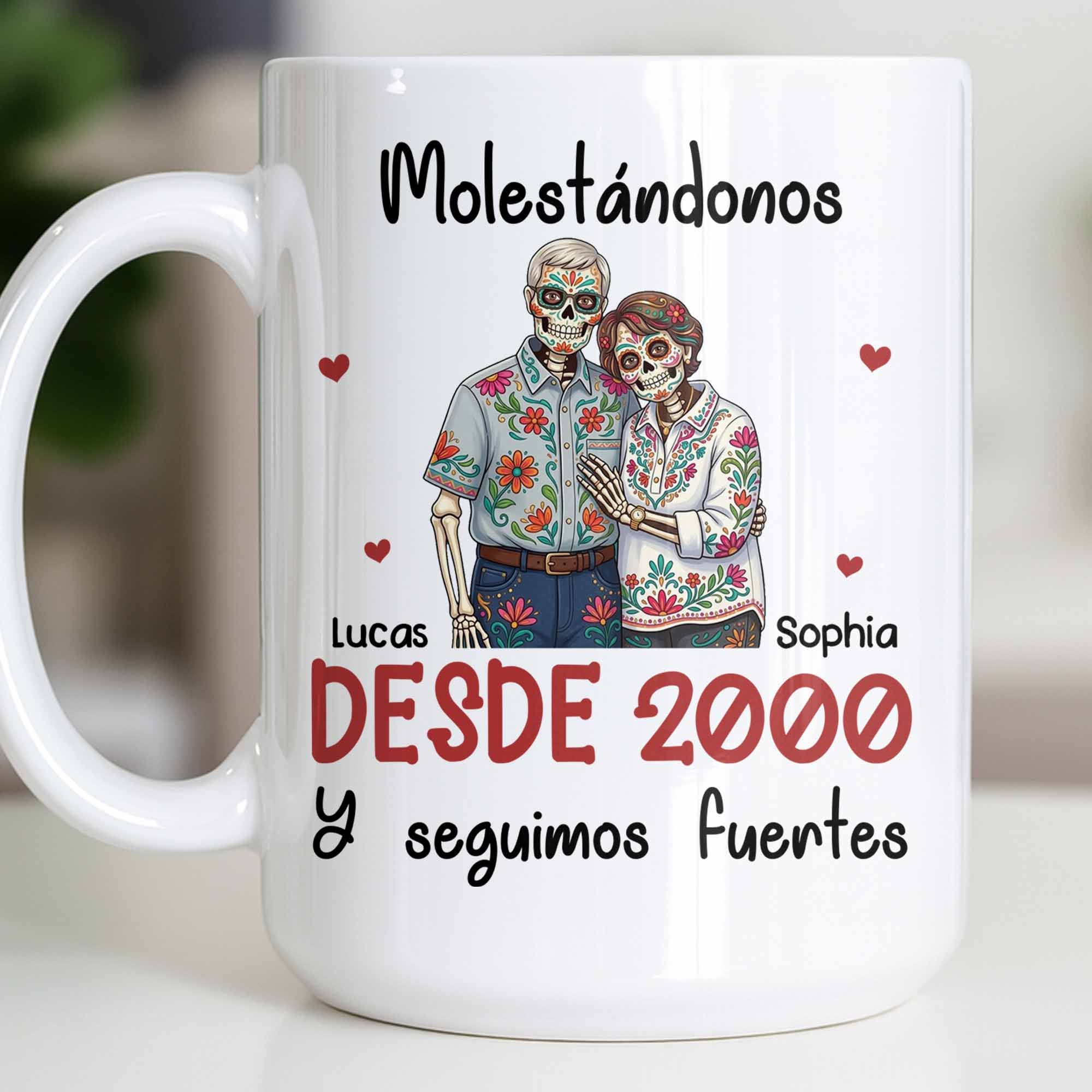 Personalized Sugar Skull Couple Coffee Mug Custom Name Gift Edge-to-edge Mug GradoCreations