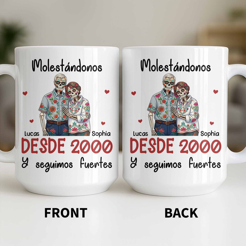 Personalized Sugar Skull Couple Coffee Mug Custom Name Gift Edge-to-edge Mug GradoCreations