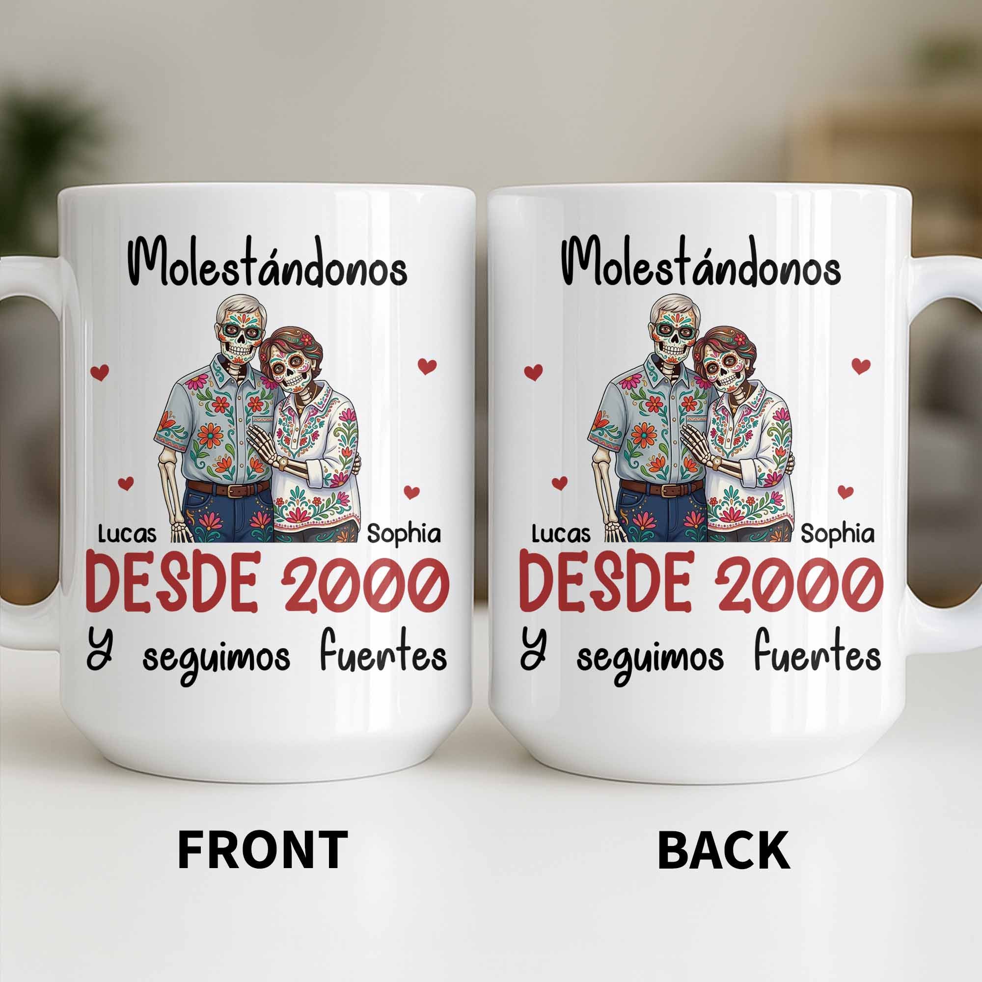 Personalized Sugar Skull Couple Coffee Mug Custom Name Gift Edge-to-edge Mug GradoCreations