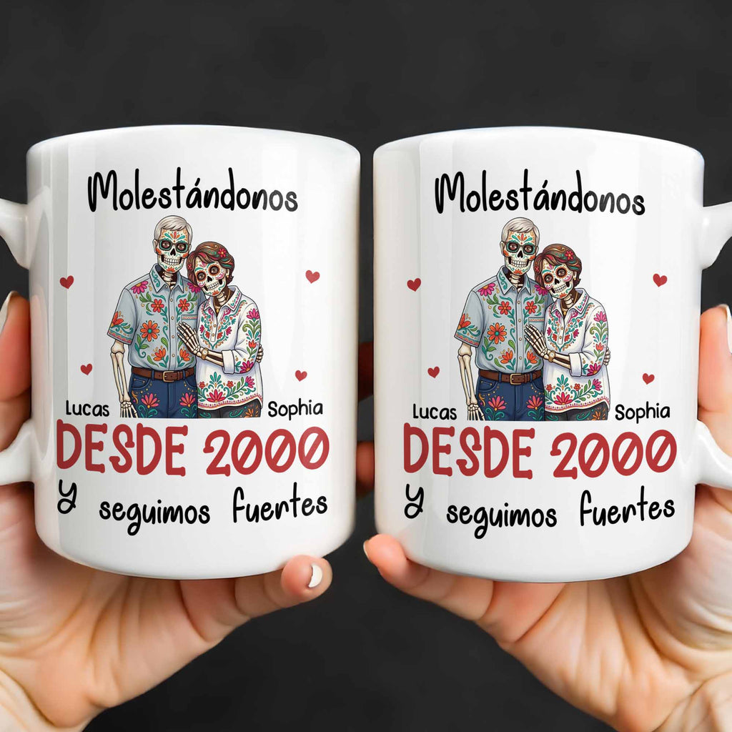 Personalized Sugar Skull Couple Coffee Mug Custom Name Gift Edge-to-edge Mug GradoCreations