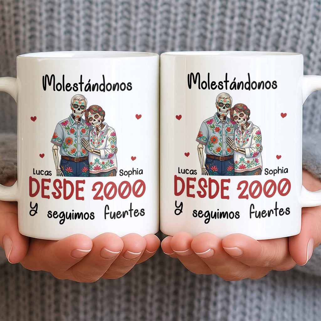 Personalized Sugar Skull Couple Coffee Mug Custom Name Gift Edge-to-edge Mug GradoCreations
