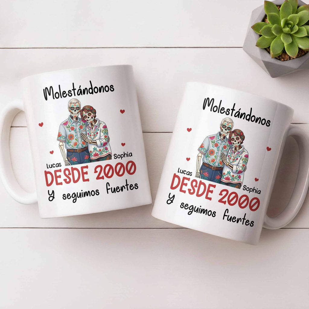 Personalized Sugar Skull Couple Coffee Mug Custom Name Gift Edge-to-edge Mug GradoCreations