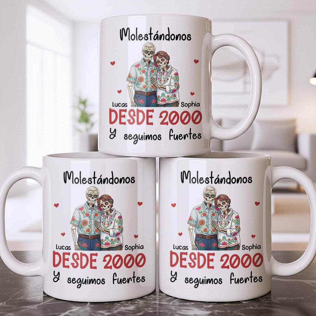 Personalized Sugar Skull Couple Coffee Mug Custom Name Gift Edge-to-edge Mug GradoCreations