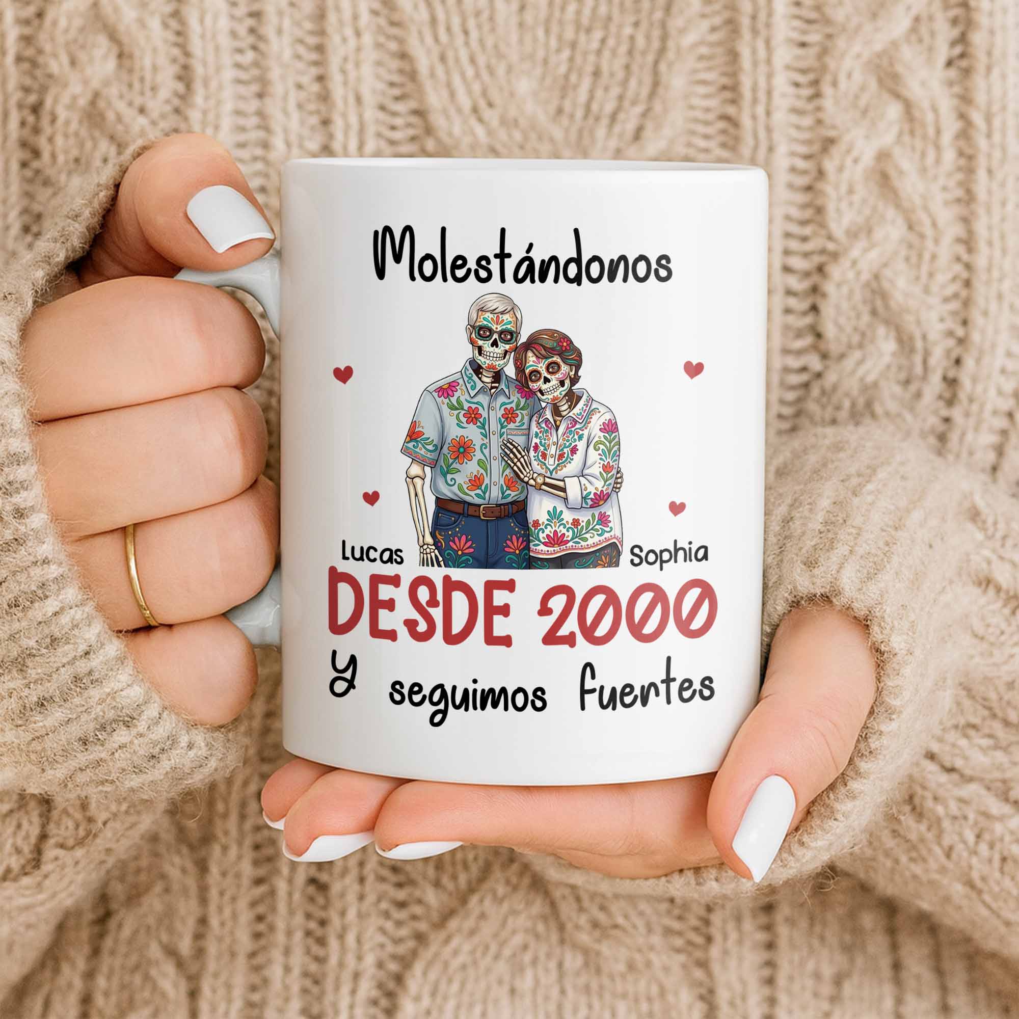 Personalized Sugar Skull Couple Coffee Mug Custom Name Gift Edge-to-edge Mug GradoCreations