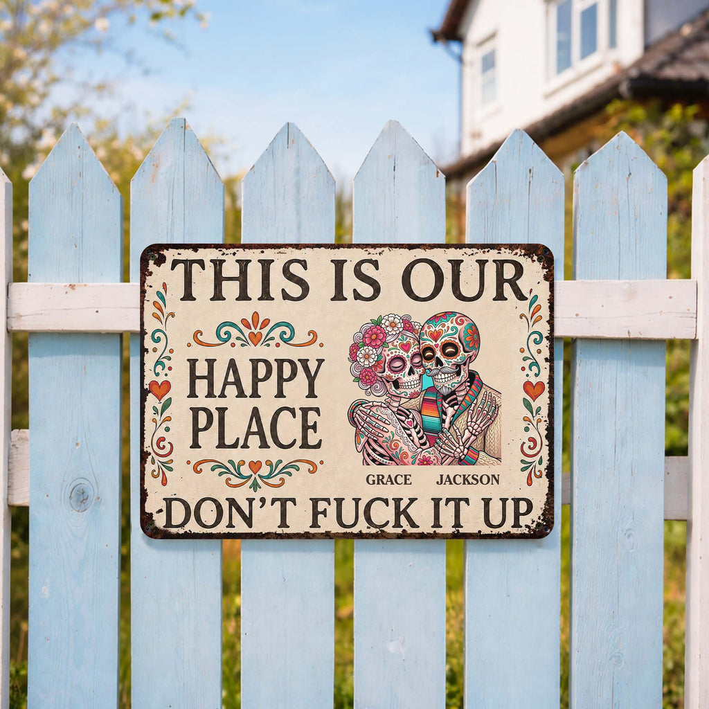 Personalized Sugar Skull Metal Sign Custom Couple Gift Metal Sign GradoCreations