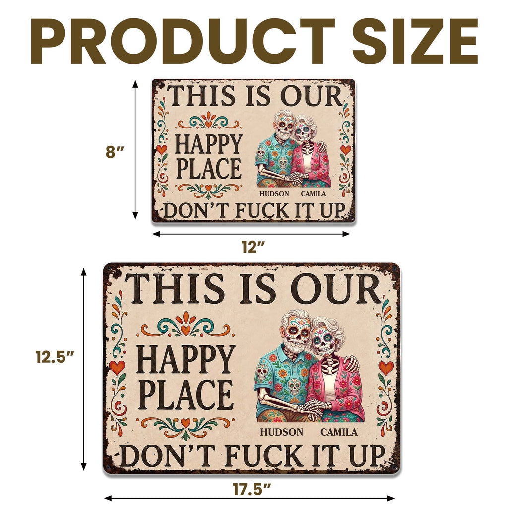 Personalized Sugar Skull Metal Sign Custom Couple Gift Metal Sign GradoCreations
