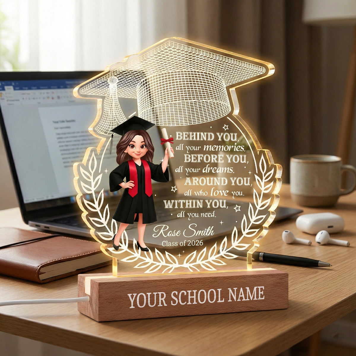 Personalized 3D LED Light Graduation Gift for Class of 2026