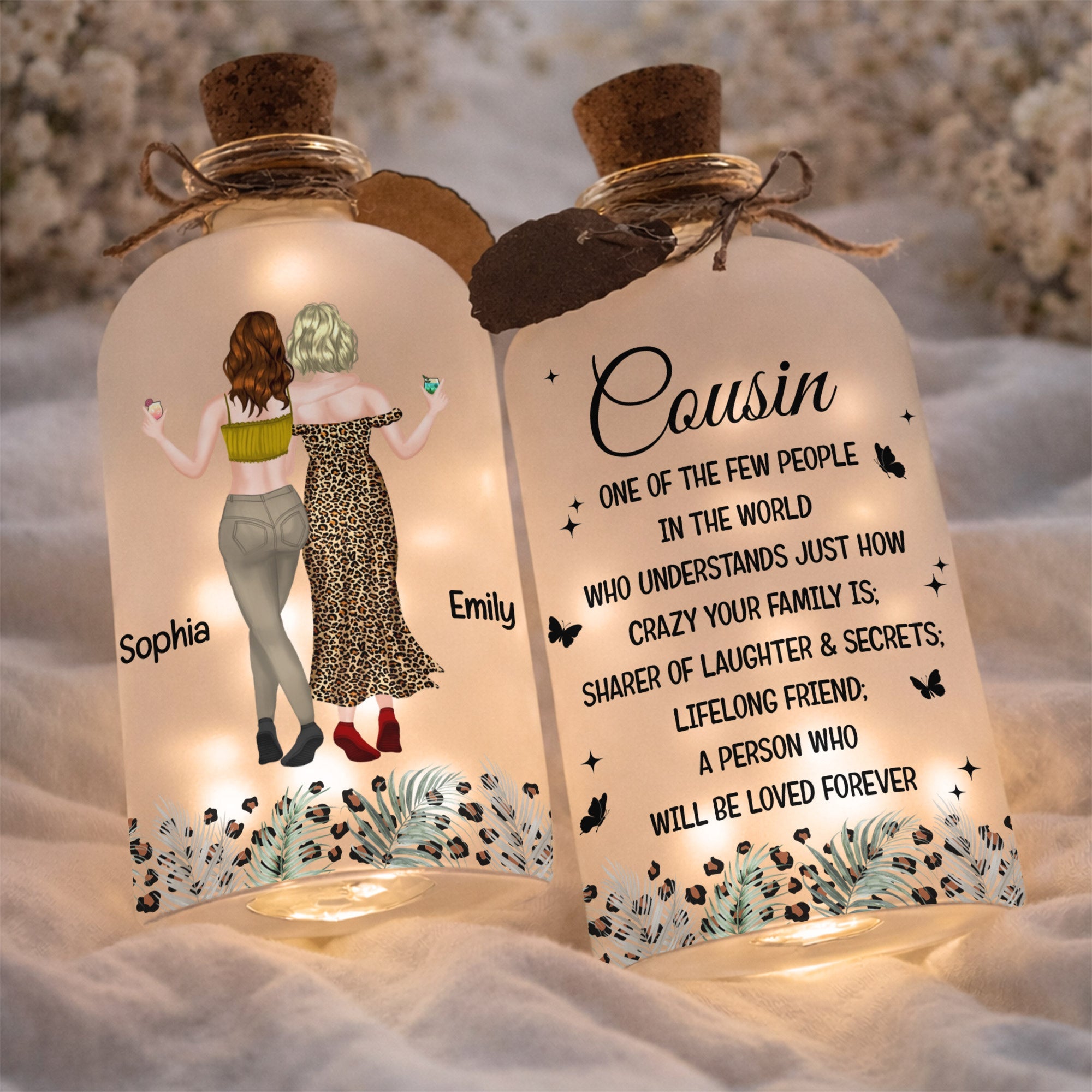 Personalized Short Bottle Light Custom Name Gift for Cousin Short Bottle Light GradoCreations
