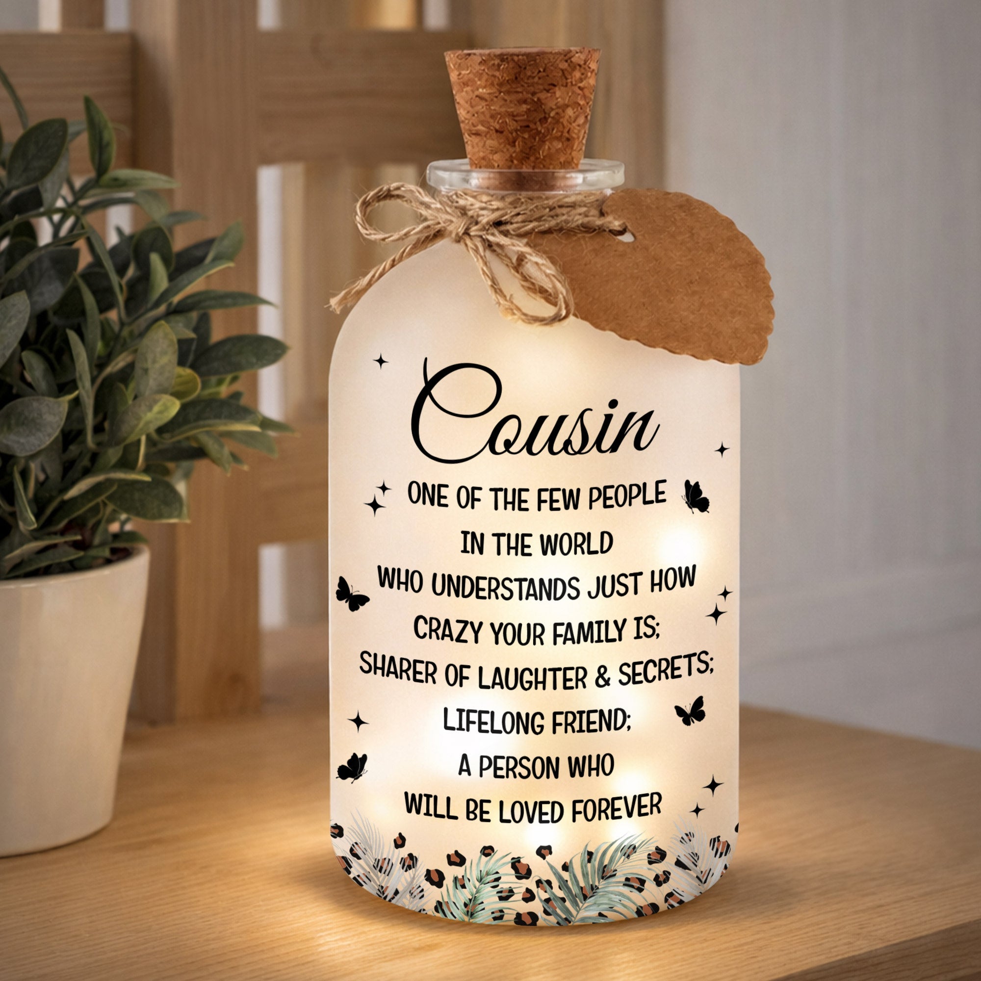 Personalized Short Bottle Light Custom Name Gift for Cousin Short Bottle Light GradoCreations