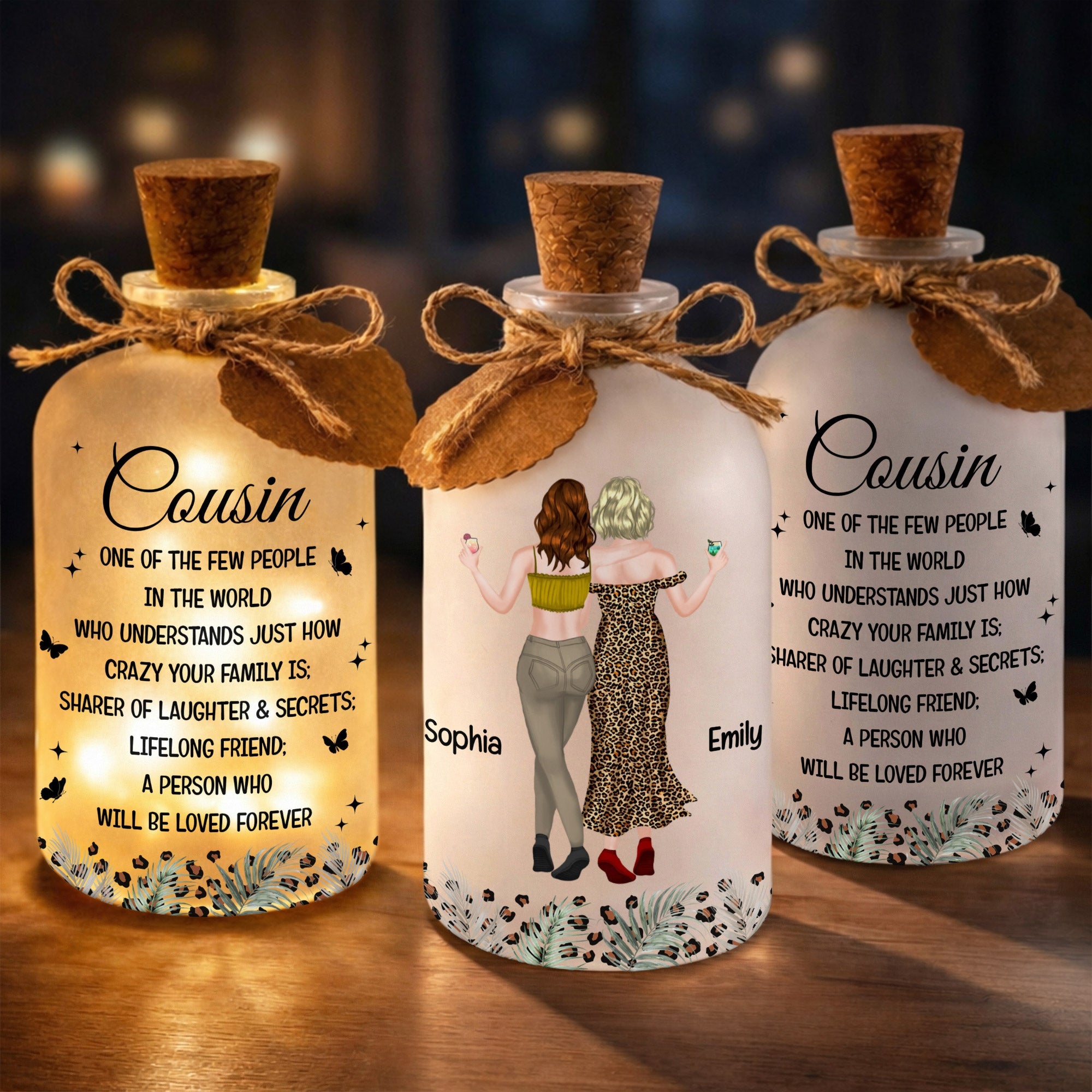 Personalized Short Bottle Light Custom Name Gift for Cousin Short Bottle Light GradoCreations