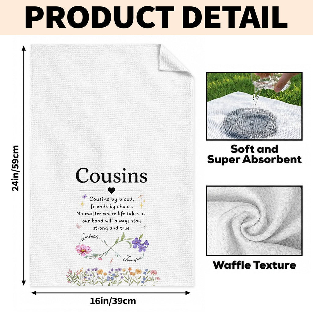 Personalized Kitchen Towel Custom Birth Month Flowers Gift for Cousin