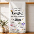 Personalized Kitchen Towel with Birth Month Flowers for Cousins