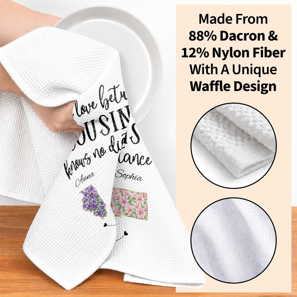 Personalized Cousin Kitchen Towel Custom State Map Gift Kitchen Towel GradoCreations