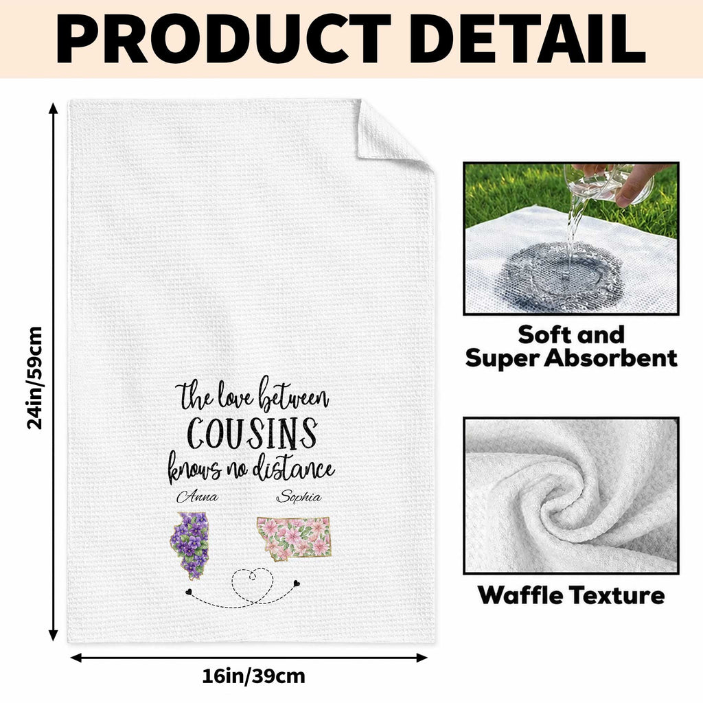 Personalized Cousin Kitchen Towel Custom State Map Gift Kitchen Towel GradoCreations