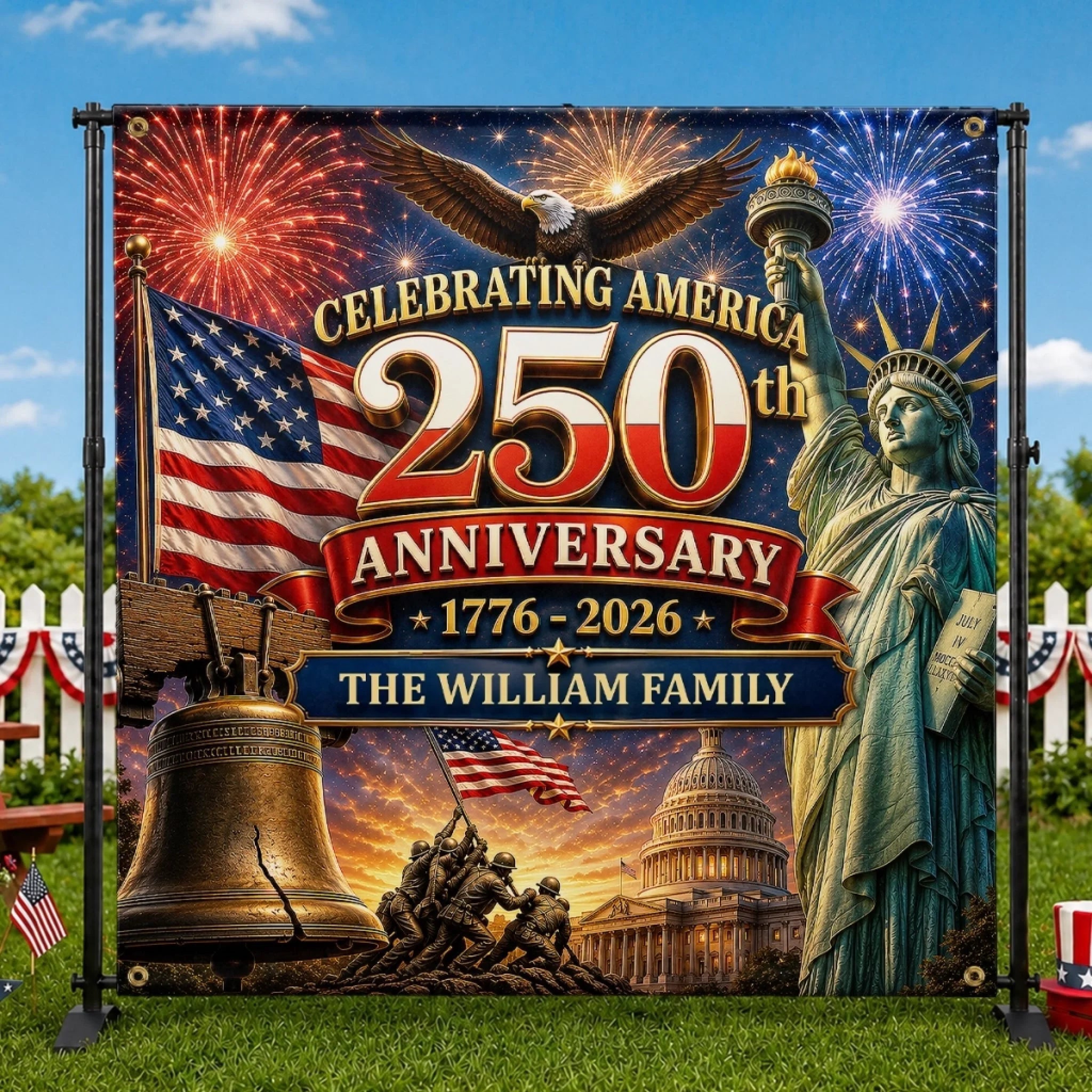 Personalized 250th Anniversary America Party Banner for Family