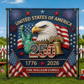 Personalized USA 250th Anniversary Backdrop Banner for Patriotic Family