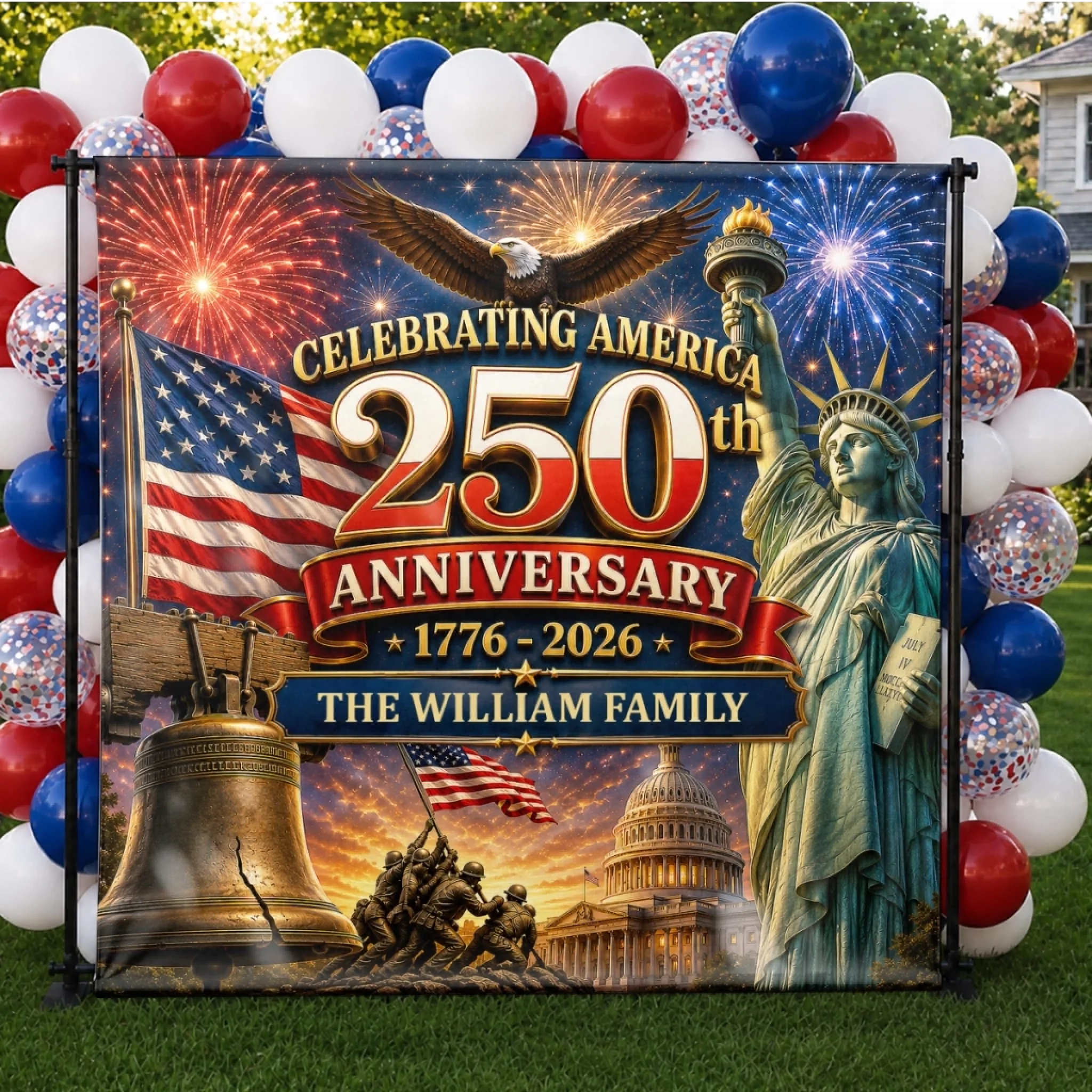 Personalized 250th Anniversary America Party Banner for Family