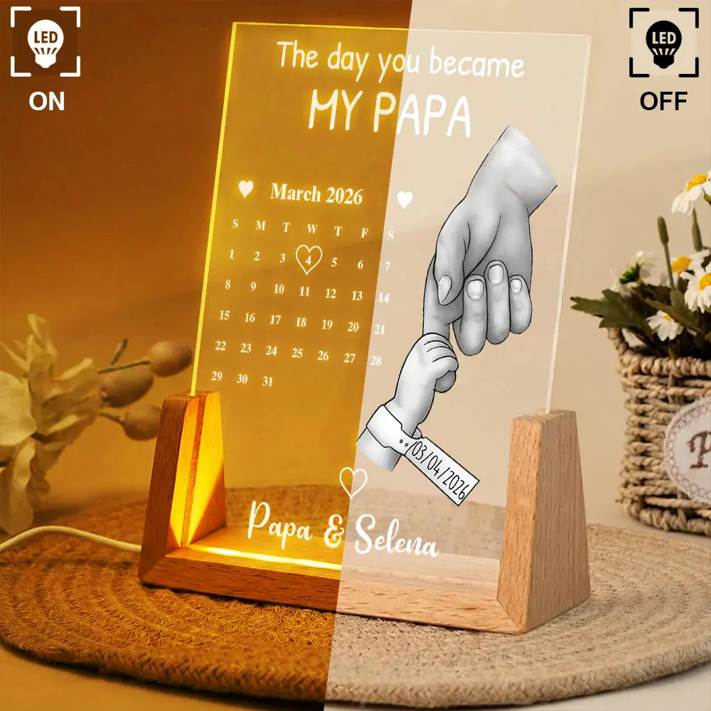 Personalized 3D LED Light Calendar Gift for Dad | Custom Date