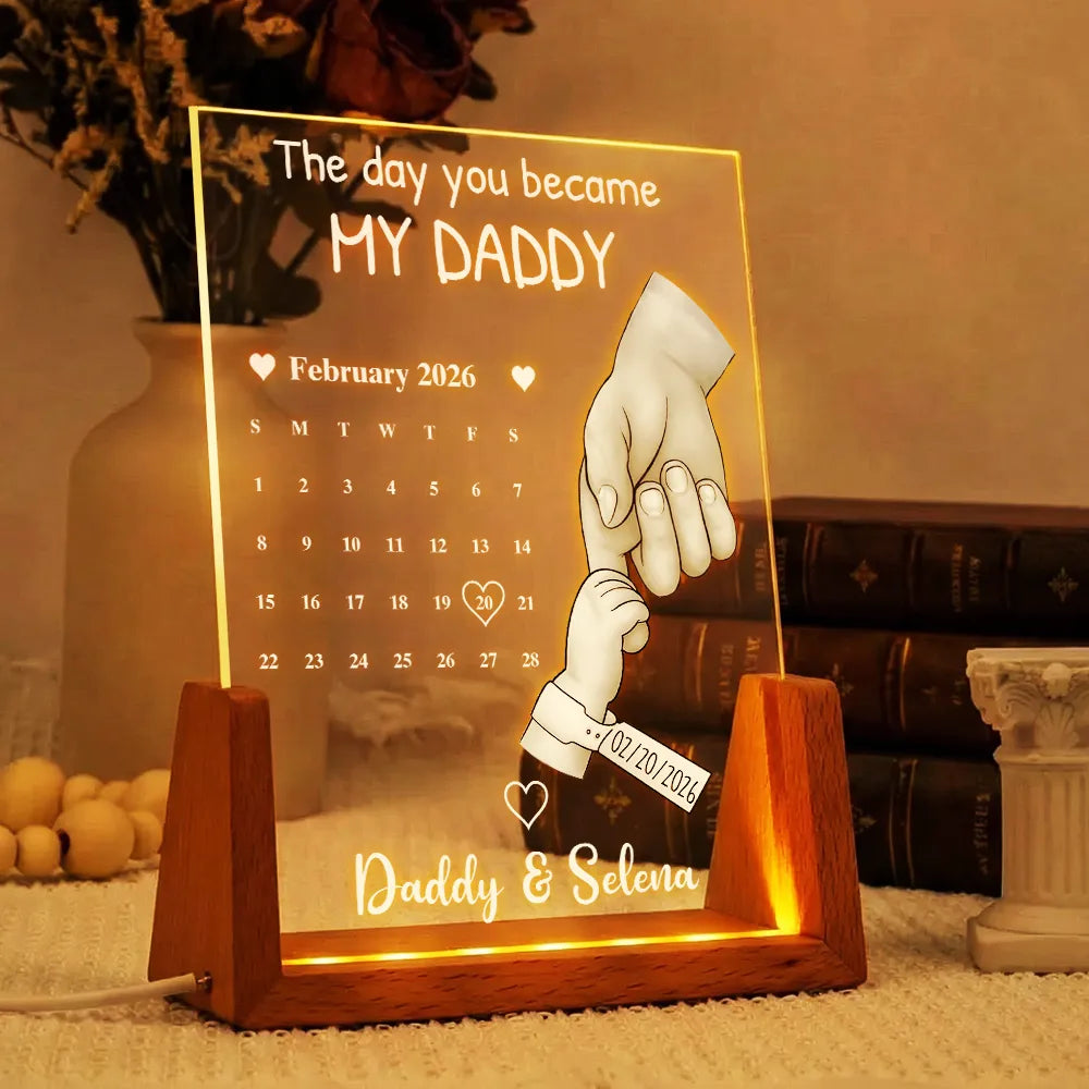 Personalized 3D LED Light Calendar Gift for Dad | Custom Date
