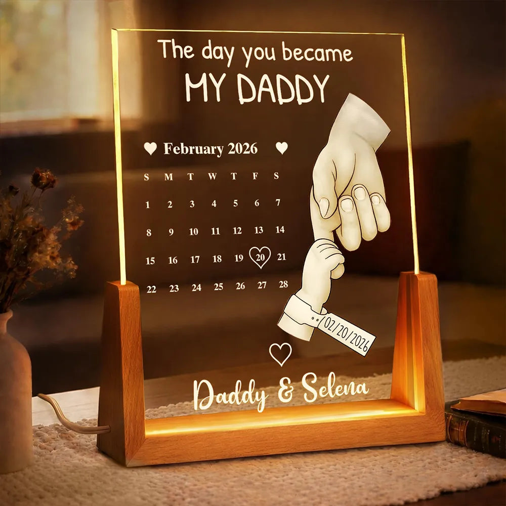 Personalized 3D LED Light Calendar Gift for Dad | Custom Date