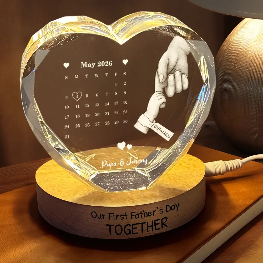 Personalized Crystal Heart Globe Lamp Gift for Dad - Custom Engraved Design