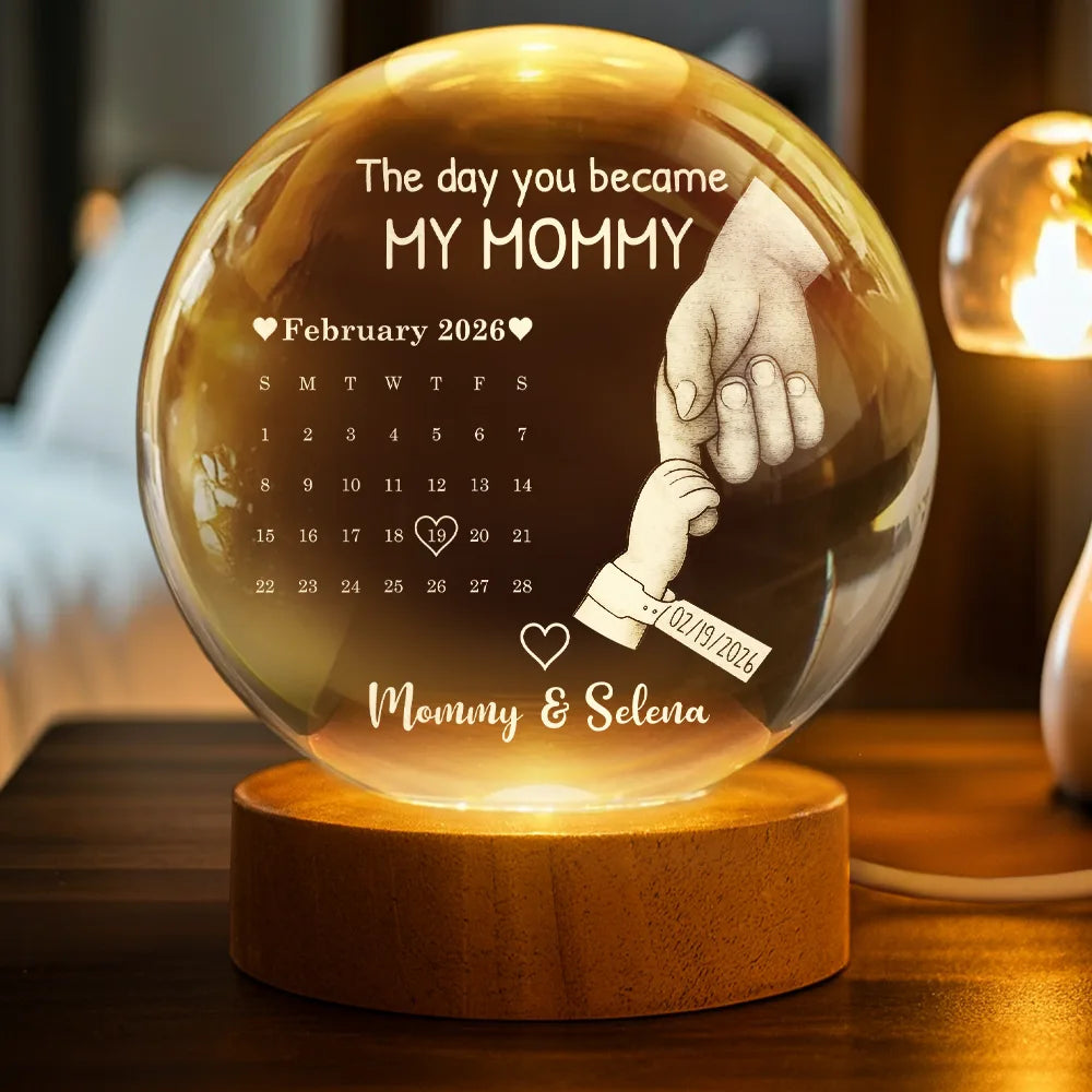 Personalized Crystal Globe Lamp with Calendar Custom Gift for Dad