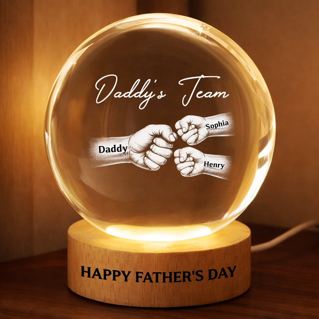 Personalized Crystal Globe Lamp for Dad with Custom Design - Unique Father's Day Gift