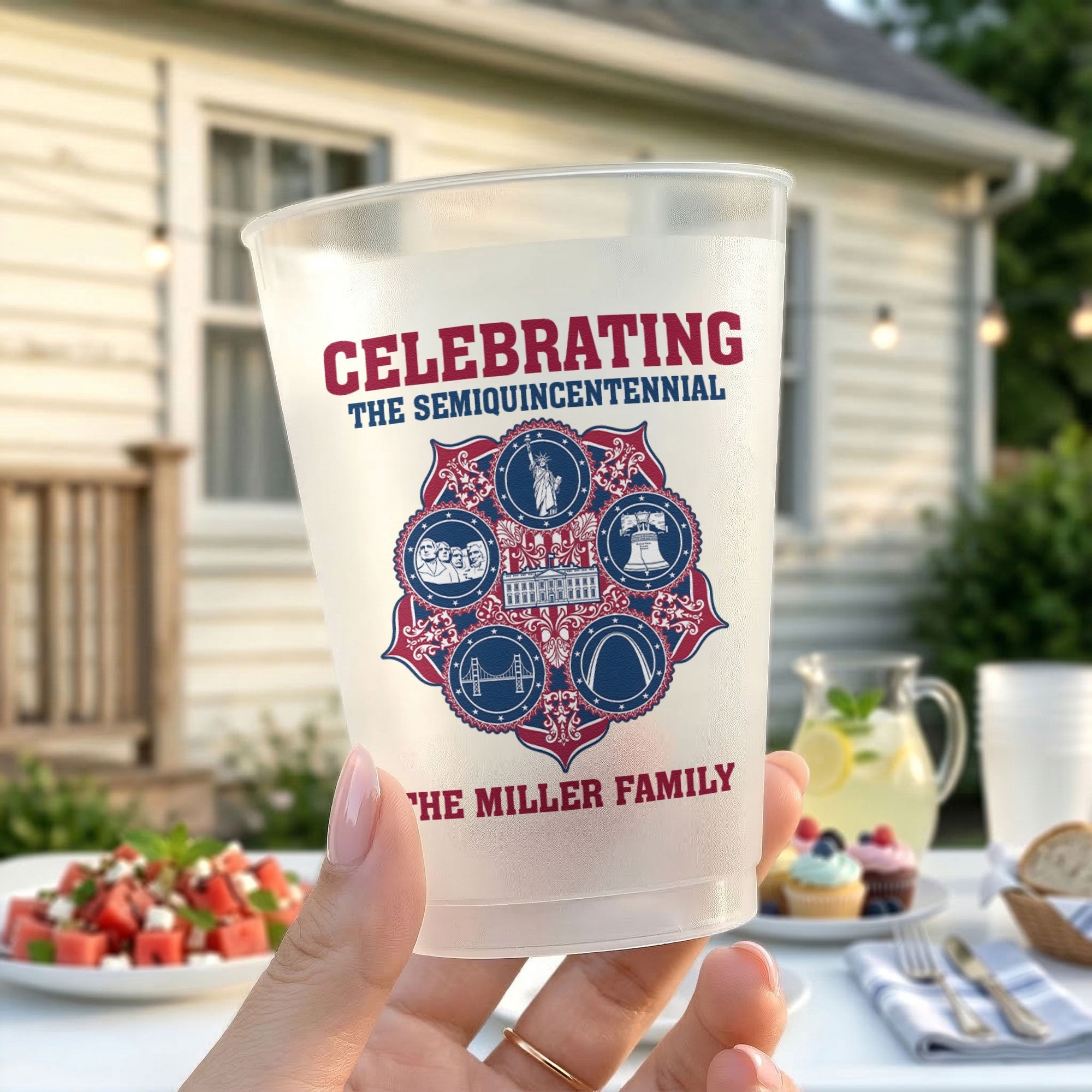 Personalized Frosted Cups Celebrating America's Semiquincentennial Family Gift