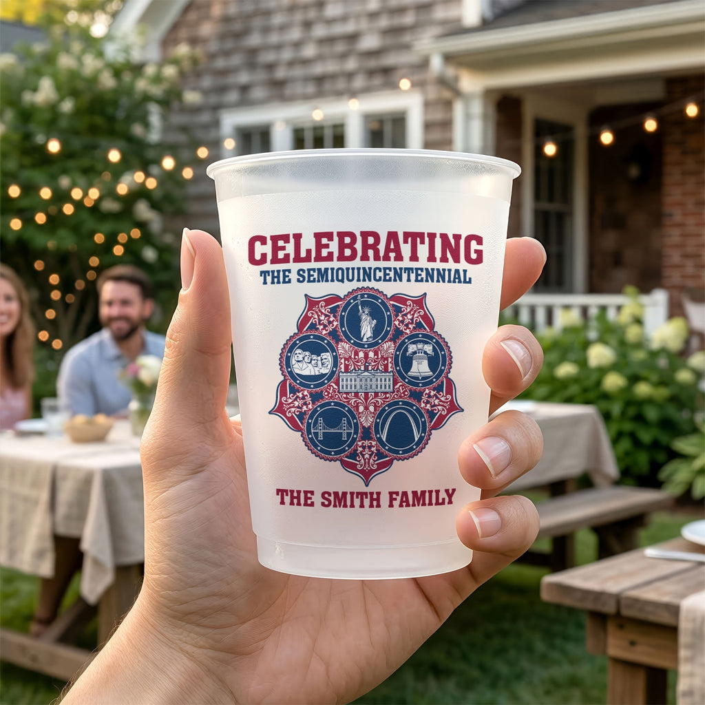 Personalized Frosted Cups Celebrating America's Semiquincentennial Family Gift