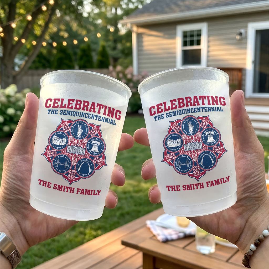 Personalized Frosted Cups Celebrating America's Semiquincentennial Family Gift