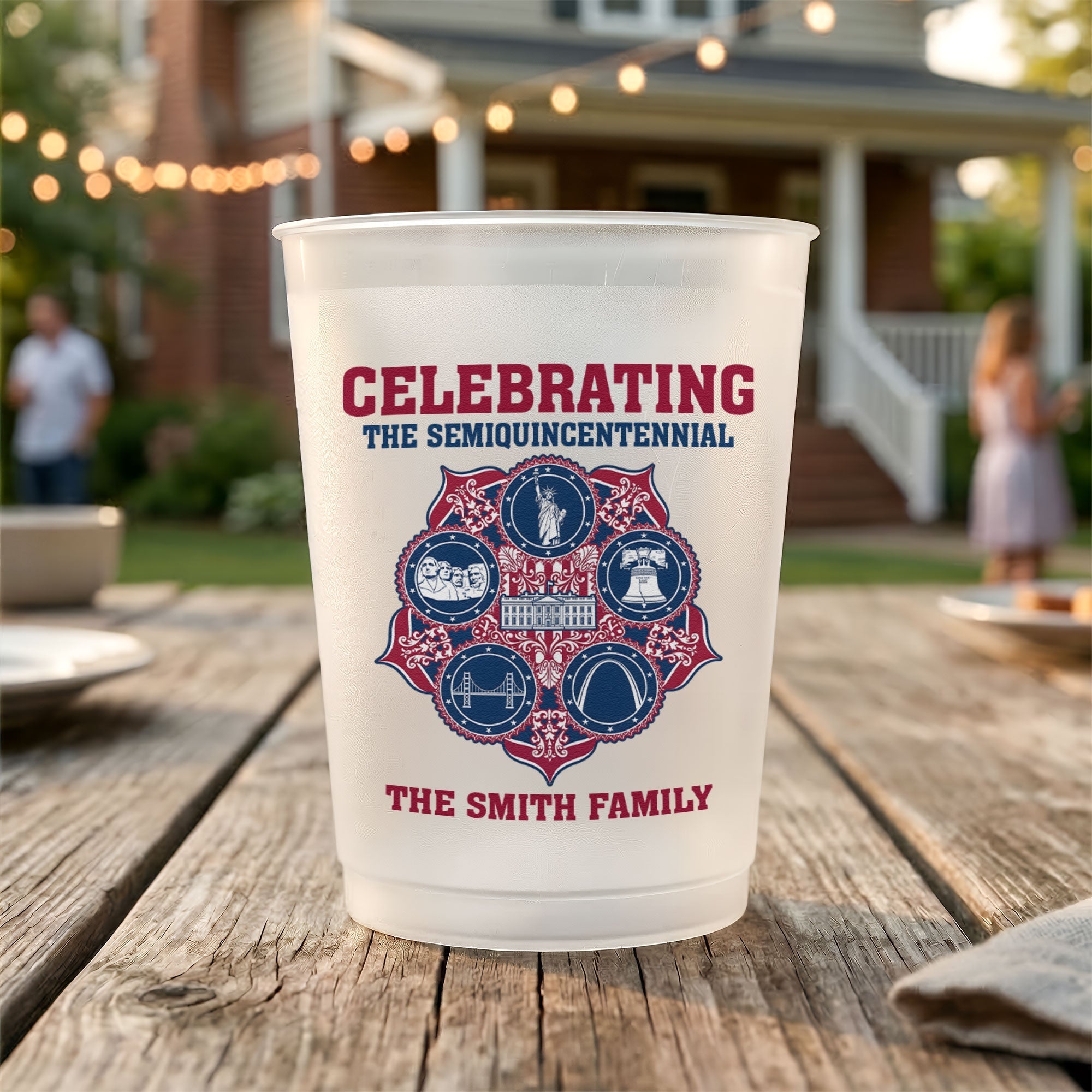 Personalized Frosted Cups Celebrating America's Semiquincentennial Family Gift