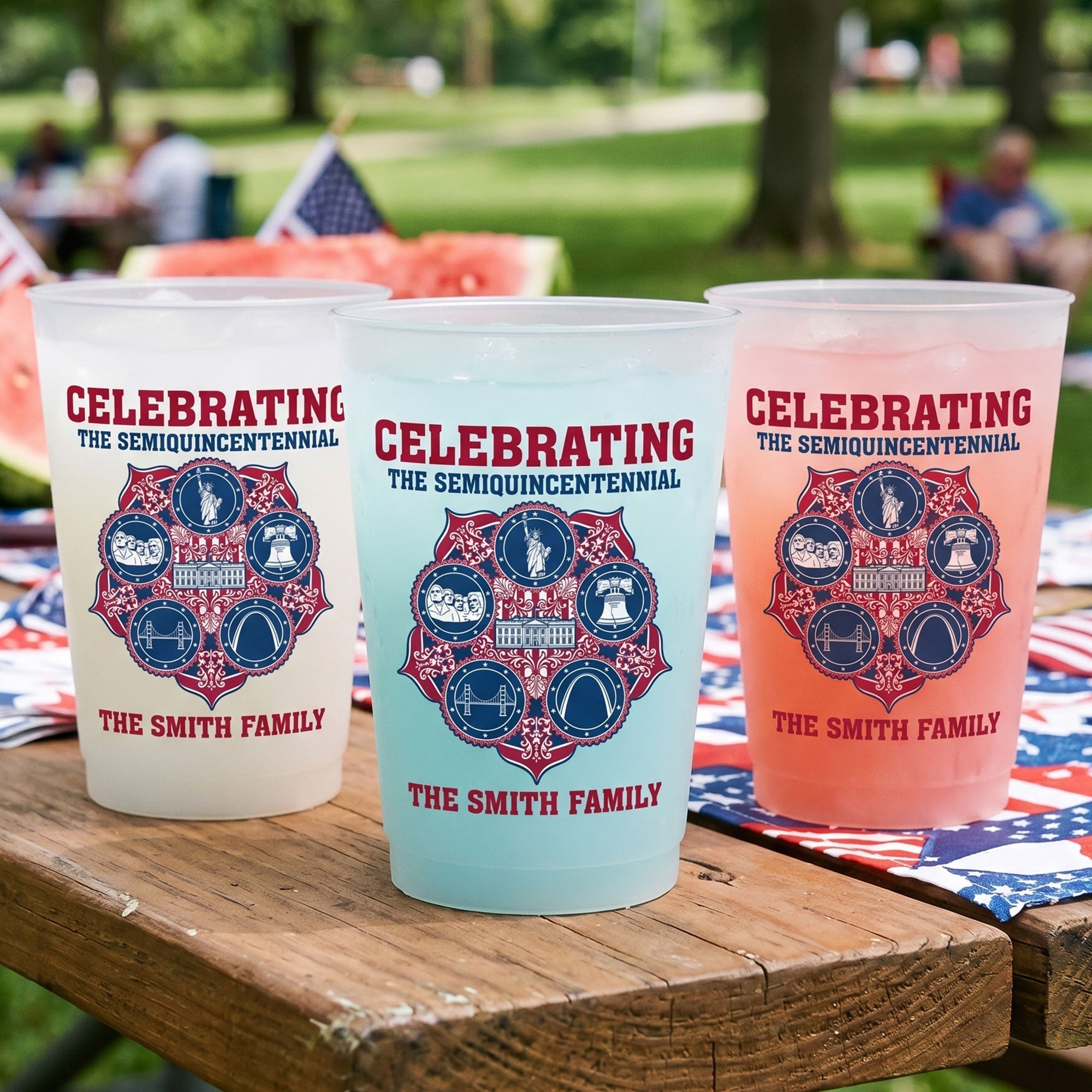 Personalized Frosted Cups Celebrating America's Semiquincentennial Family Gift