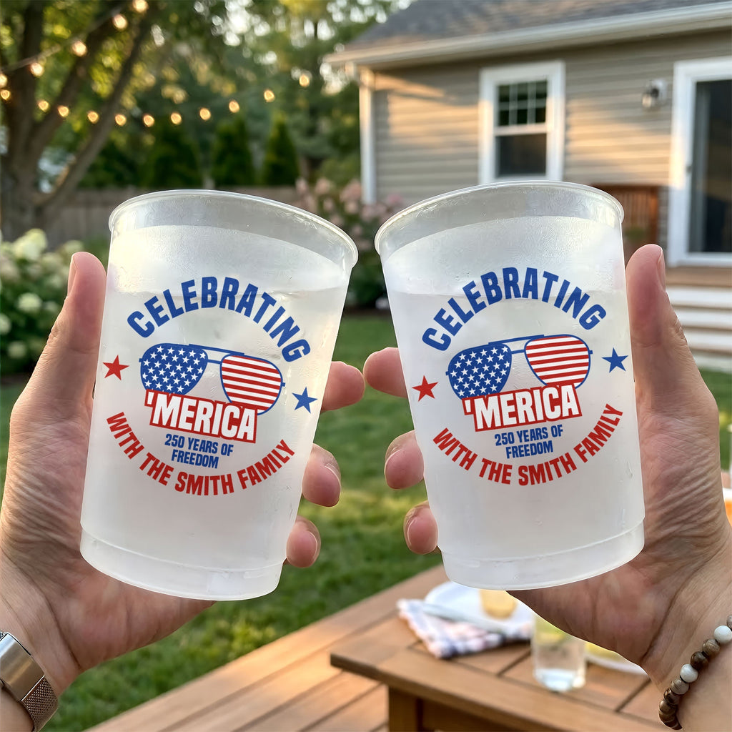Personalized Frosted Cups for Patriotic Family Celebrations