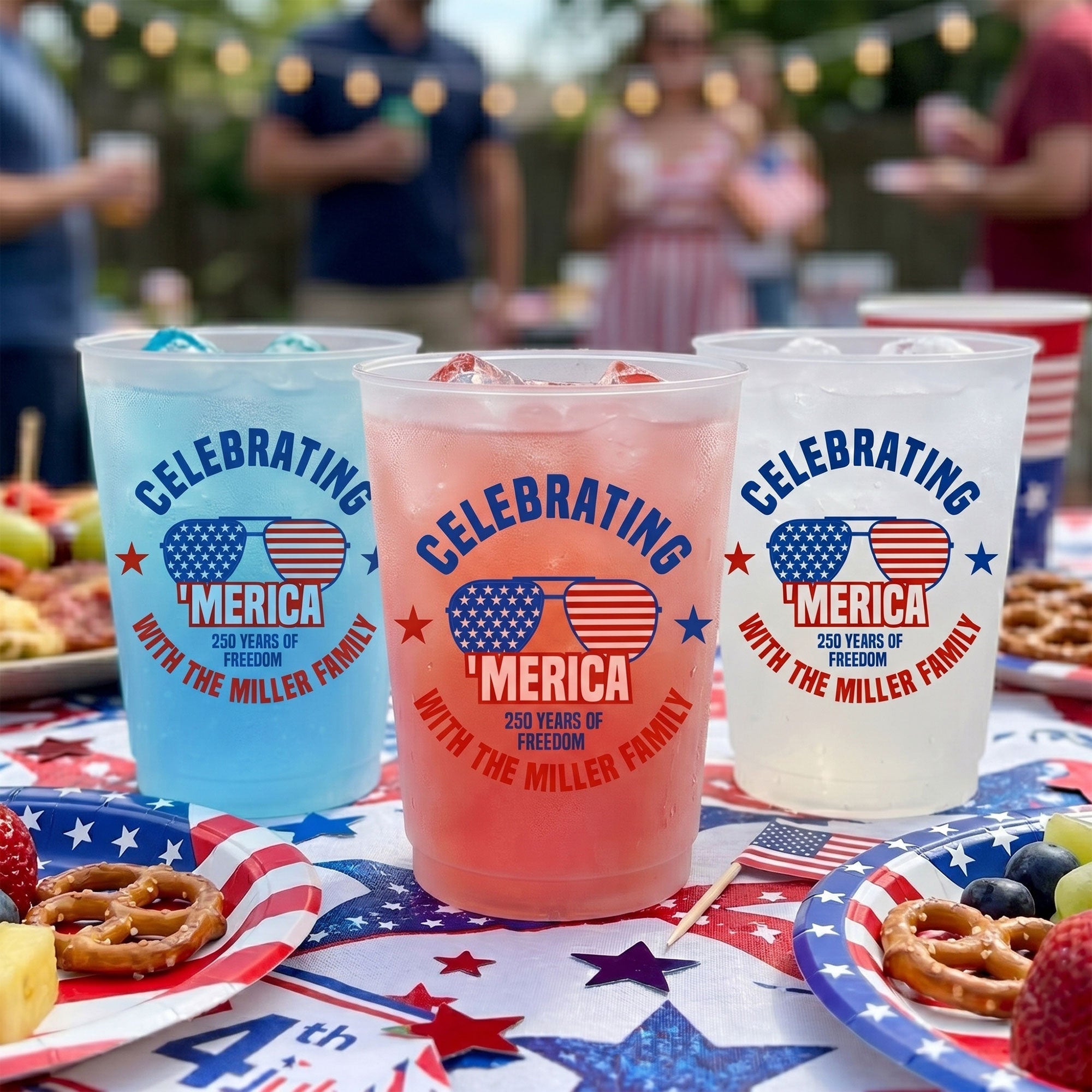 Personalized Frosted Cups for Patriotic Family Celebrations