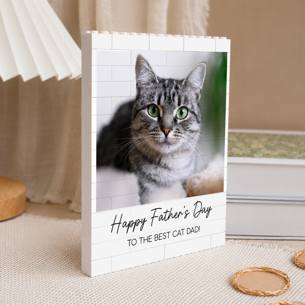 Personalized Cat Photo Building Block Gift for Cat Dad HN590 - Building Blocks diff design GradoCreations