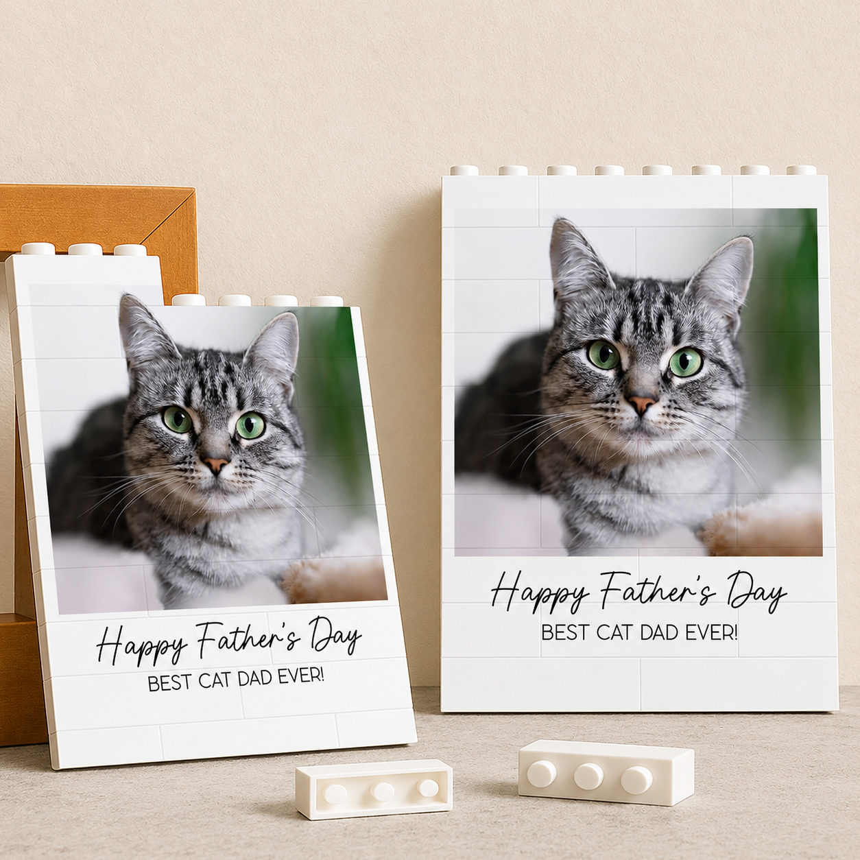 Personalized Cat Photo Building Block Gift for Cat Dad HN590 - Building Blocks diff design GradoCreations