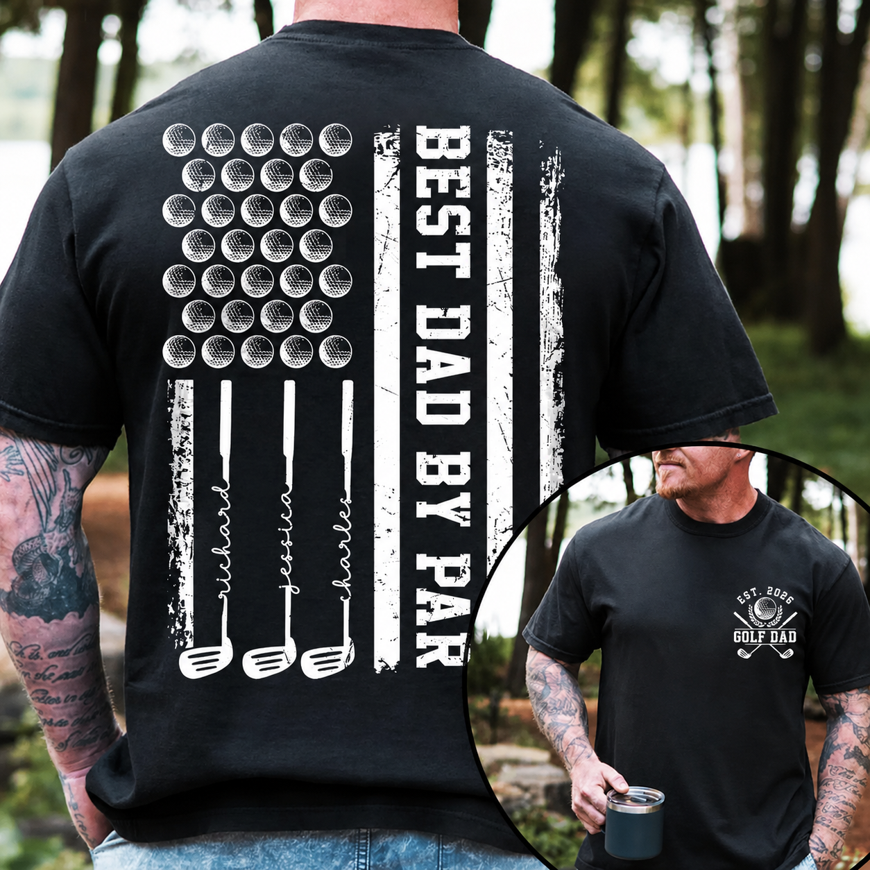 Personalized Golf Dad Shirt Custom Name Gift for Father's Day HN590 - Back&Front Shirt fix GradoCreations
