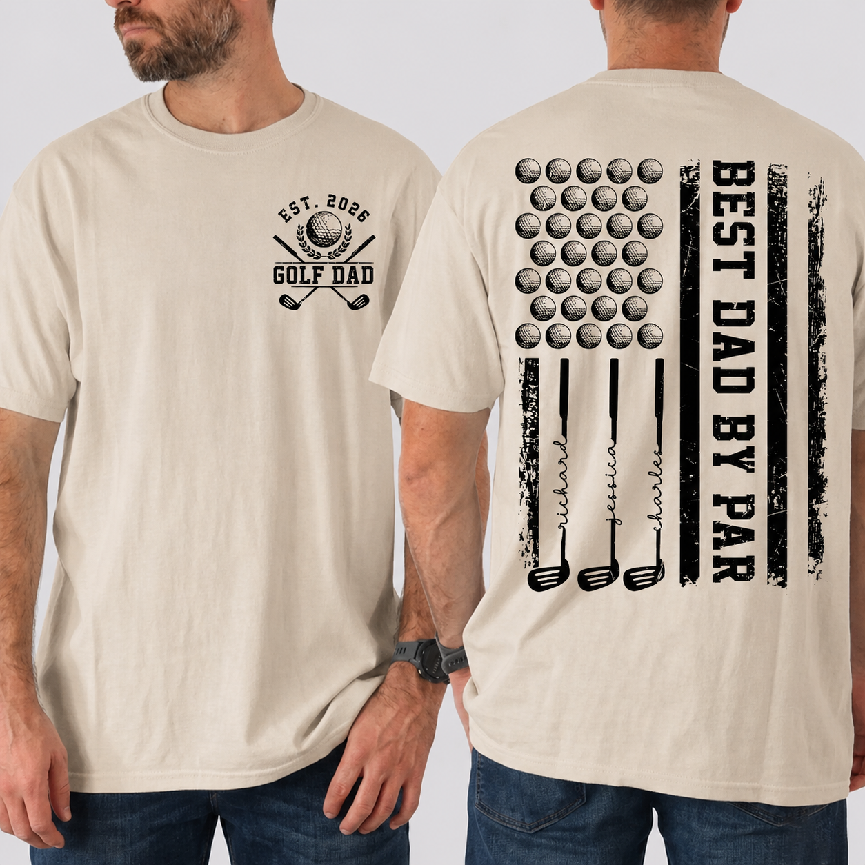 Personalized Golf Dad Shirt Custom Name Gift for Father's Day HN590 - Back&Front Shirt fix GradoCreations