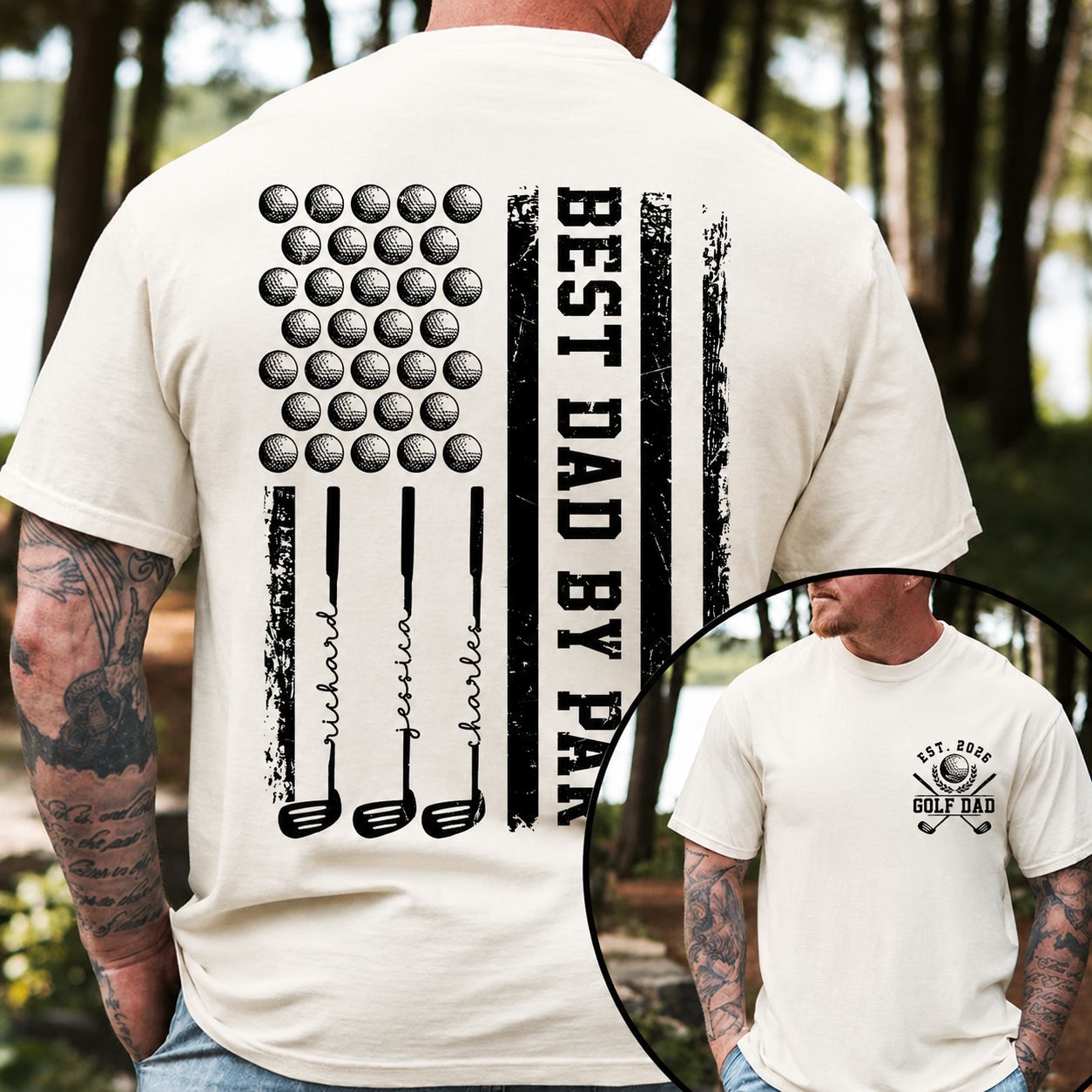 Personalized Golf Dad Shirt Custom Name Gift for Father's Day HN590 - Back&Front Shirt fix GradoCreations
