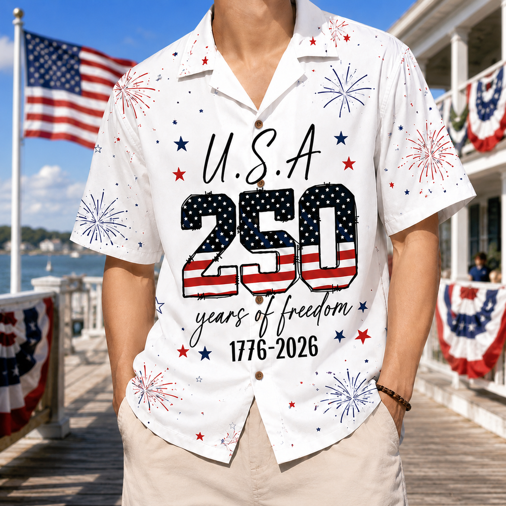 Personalized USA 250 Years of Freedom Hawaiian Shirt Gift for Dad HN590 - AOP Hawai Shirt GradoCreations