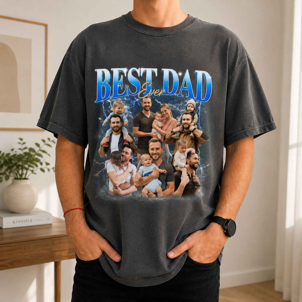 Personalized Vintage Photo Best Dad Ever Comfort Shirt Gift for Father's Day Comfort Shirt FIX GradoCreations