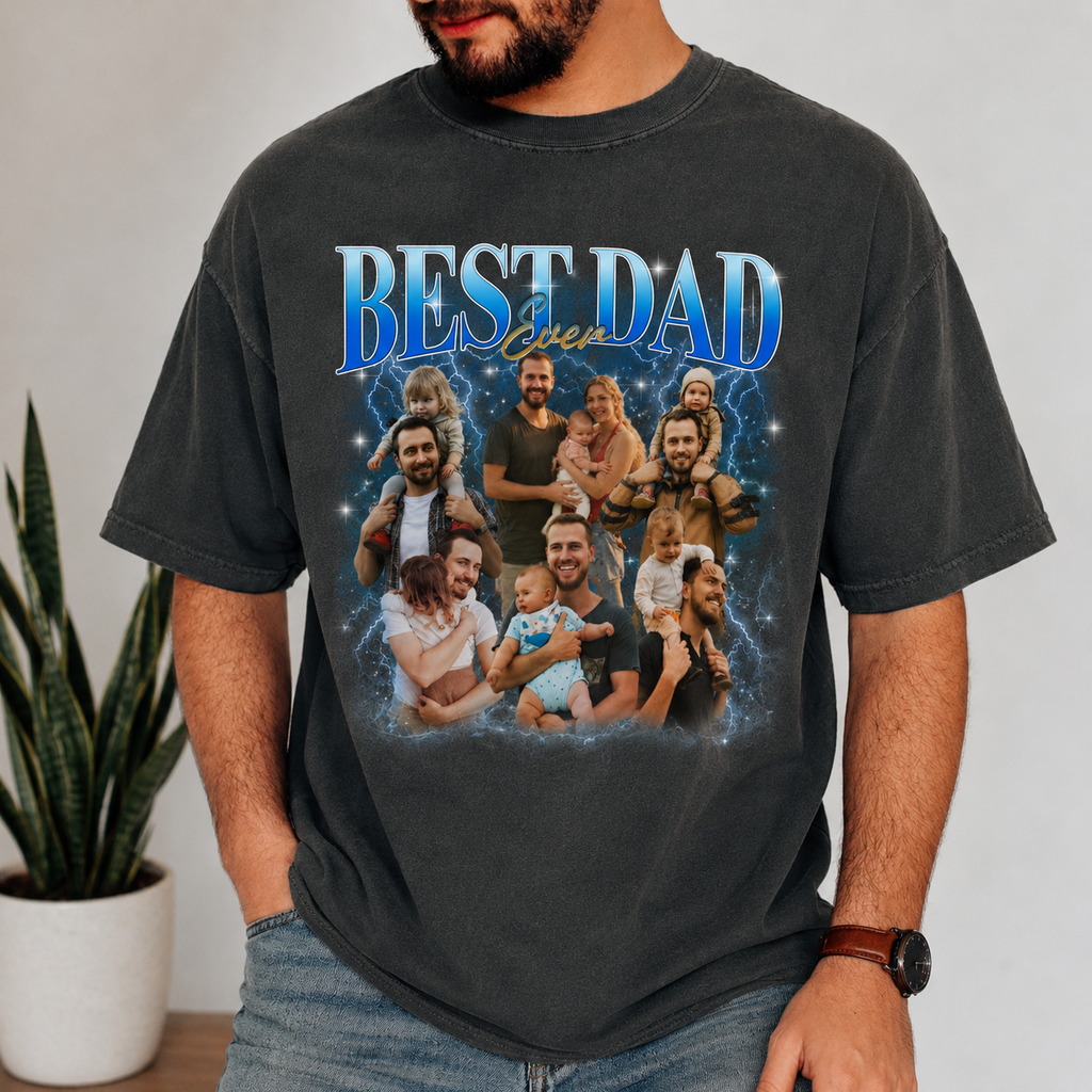 Personalized Vintage Photo Best Dad Ever Comfort Shirt Gift for Father's Day Comfort Shirt FIX GradoCreations