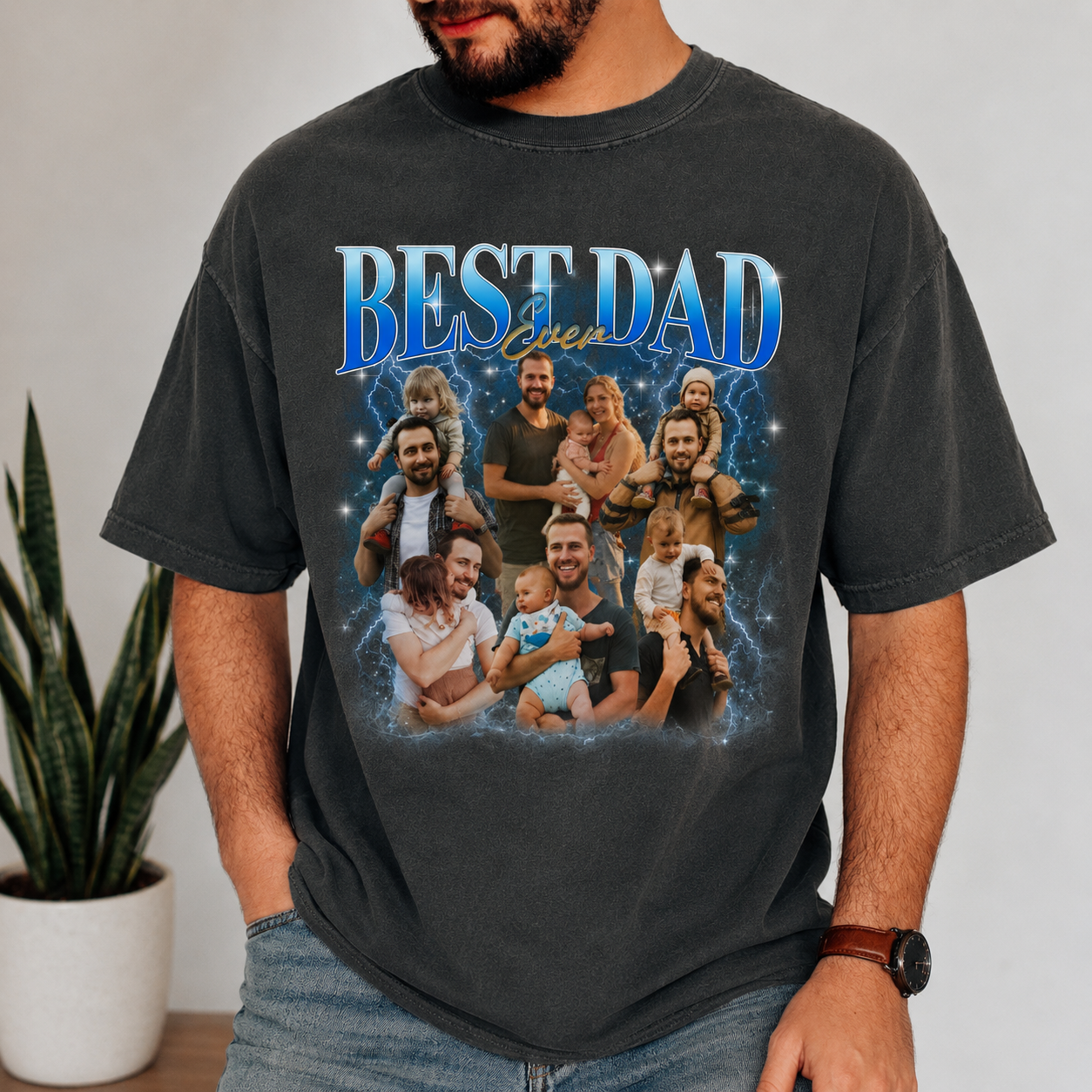 Personalized Vintage Photo Best Dad Ever Comfort Shirt Gift for Father's Day Comfort Shirt FIX GradoCreations