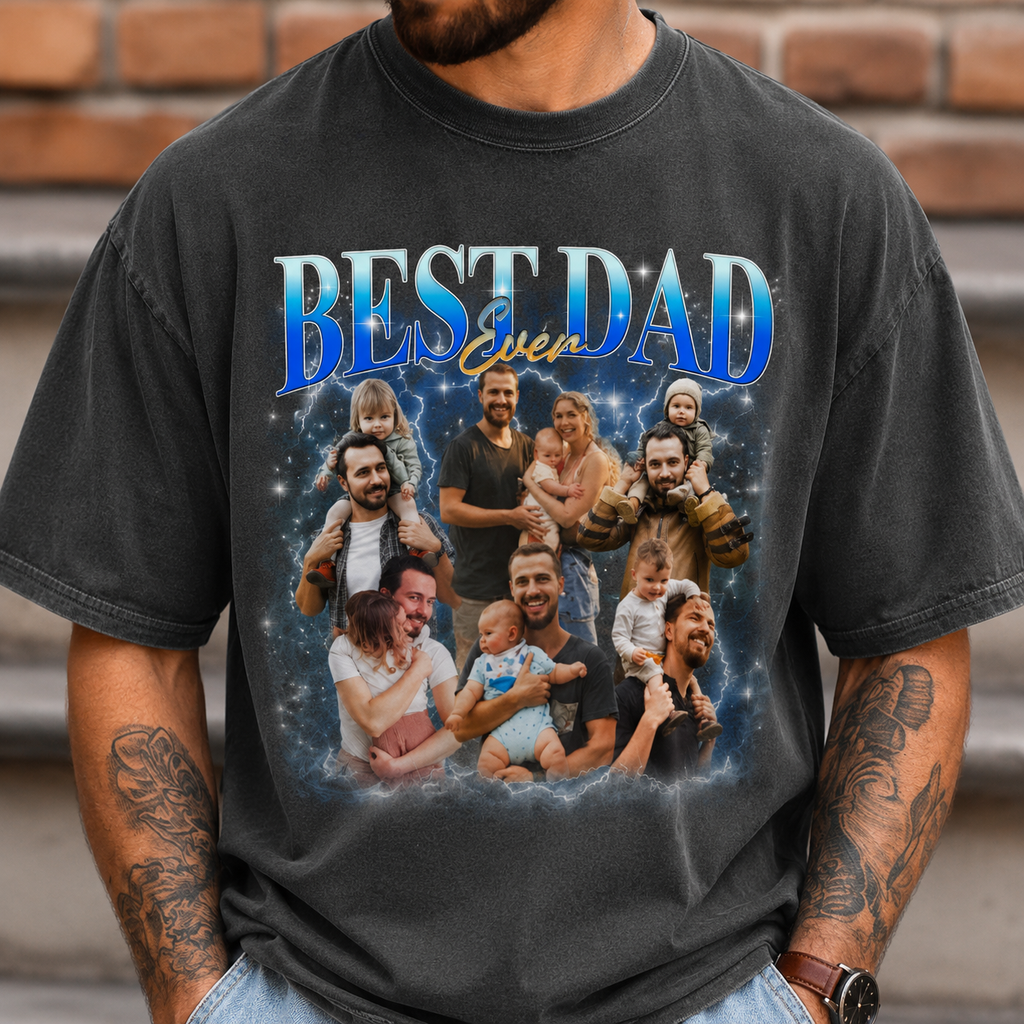 Personalized Vintage Photo Best Dad Ever Comfort Shirt Gift for Father's Day Comfort Shirt FIX GradoCreations