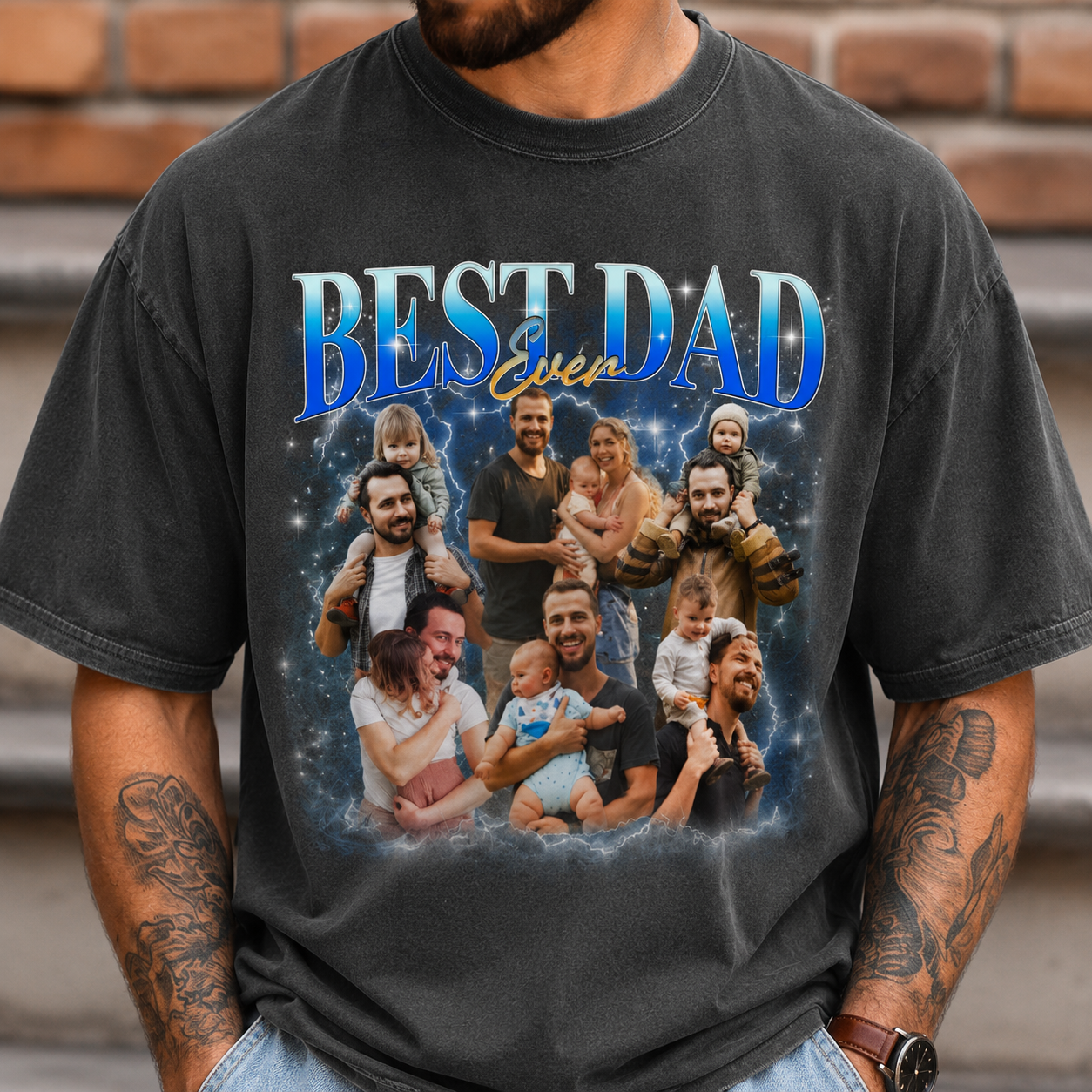 Personalized Vintage Photo Best Dad Ever Comfort Shirt Gift for Father's Day Comfort Shirt FIX GradoCreations