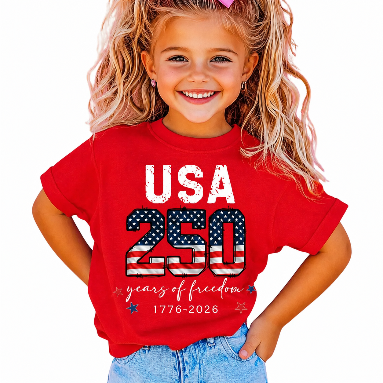 Personalized USA 250 Years Freedom Kids T-Shirt Gift HN590 - Kid T-Shirt GradoCreations