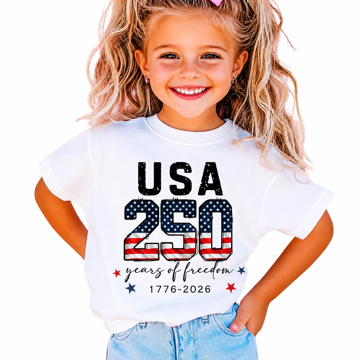 Personalized USA 250 Years Freedom Kids T-Shirt Gift HN590 - Kid T-Shirt GradoCreations