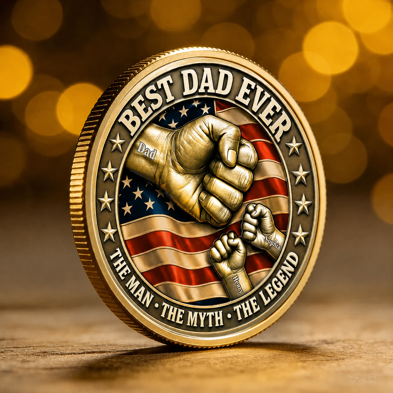 Personalized Best Dad Ever Coin with Custom Names Gift HN590 - Commemorative Coin FIX GradoCreations
