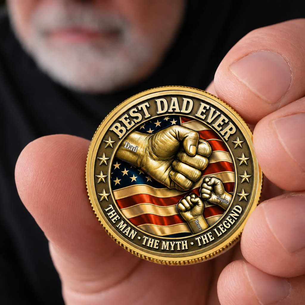Personalized Best Dad Ever Coin with Custom Names Gift HN590 - Commemorative Coin FIX GradoCreations